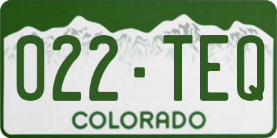 CO license plate 022TEQ