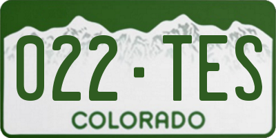 CO license plate 022TES