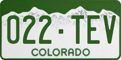 CO license plate 022TEV