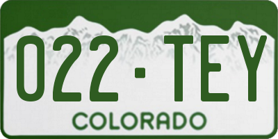 CO license plate 022TEY