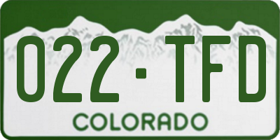 CO license plate 022TFD