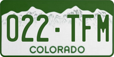 CO license plate 022TFM