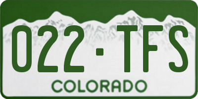 CO license plate 022TFS