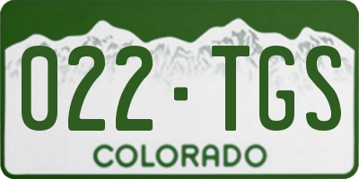 CO license plate 022TGS