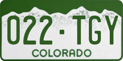 CO license plate 022TGY
