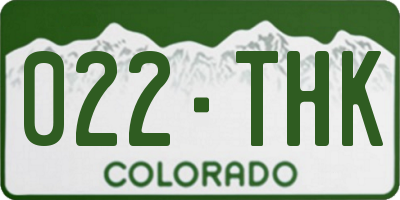 CO license plate 022THK