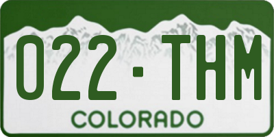 CO license plate 022THM