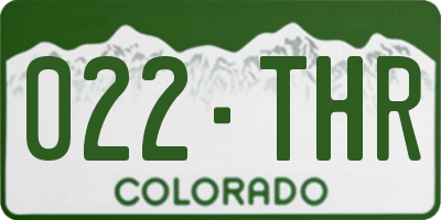 CO license plate 022THR