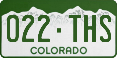 CO license plate 022THS