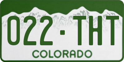 CO license plate 022THT