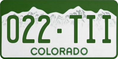 CO license plate 022TII