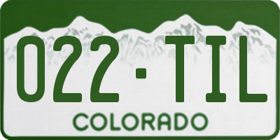 CO license plate 022TIL