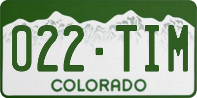 CO license plate 022TIM