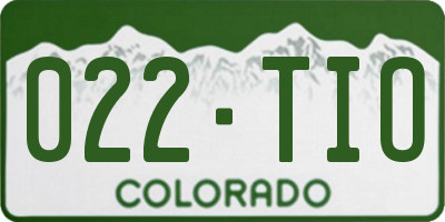 CO license plate 022TIO