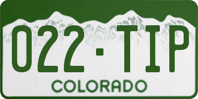CO license plate 022TIP