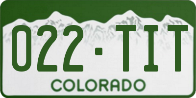 CO license plate 022TIT