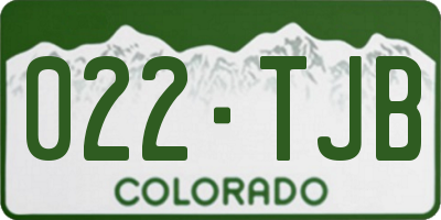 CO license plate 022TJB