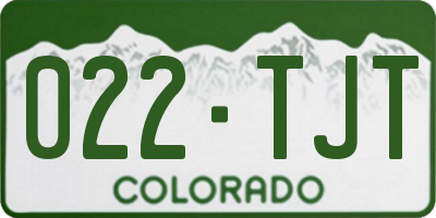 CO license plate 022TJT