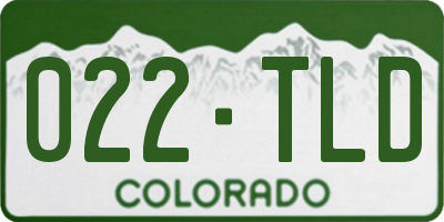CO license plate 022TLD