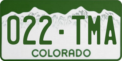 CO license plate 022TMA