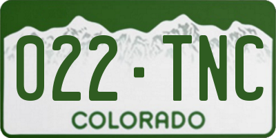 CO license plate 022TNC