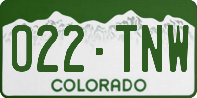CO license plate 022TNW
