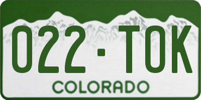CO license plate 022TOK