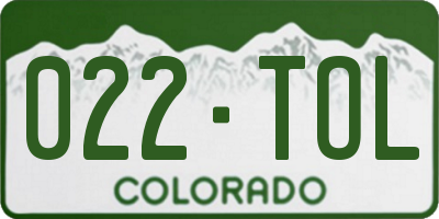 CO license plate 022TOL