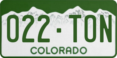 CO license plate 022TON