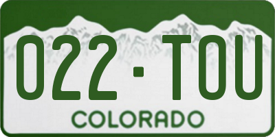 CO license plate 022TOU