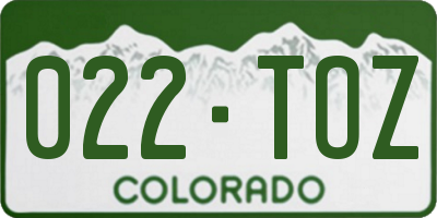 CO license plate 022TOZ