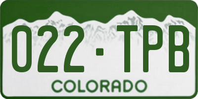 CO license plate 022TPB