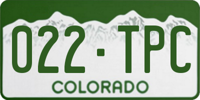 CO license plate 022TPC