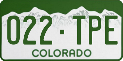 CO license plate 022TPE