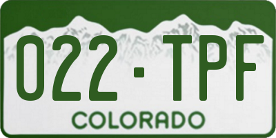 CO license plate 022TPF
