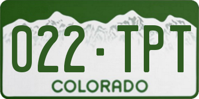 CO license plate 022TPT