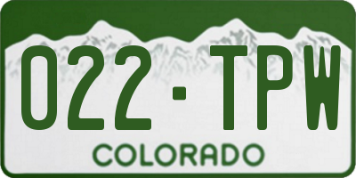 CO license plate 022TPW