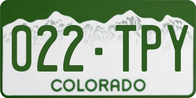 CO license plate 022TPY