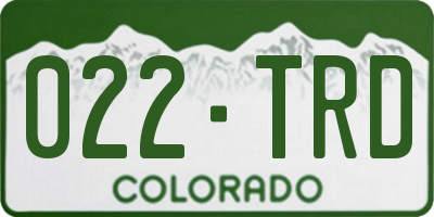 CO license plate 022TRD
