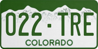 CO license plate 022TRE