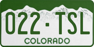 CO license plate 022TSL