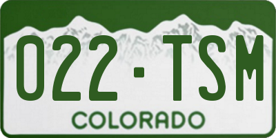 CO license plate 022TSM