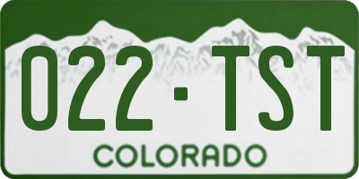 CO license plate 022TST
