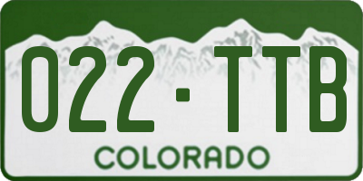 CO license plate 022TTB