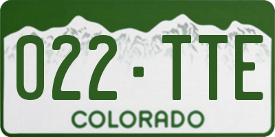 CO license plate 022TTE