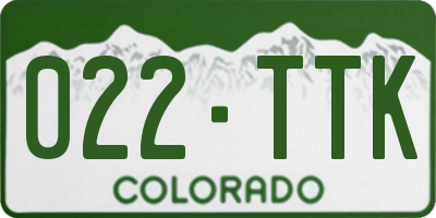 CO license plate 022TTK