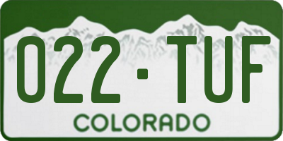 CO license plate 022TUF