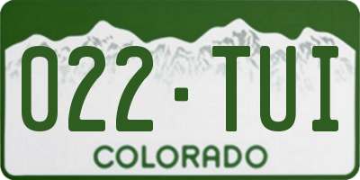 CO license plate 022TUI