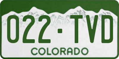 CO license plate 022TVD