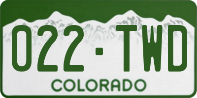 CO license plate 022TWD